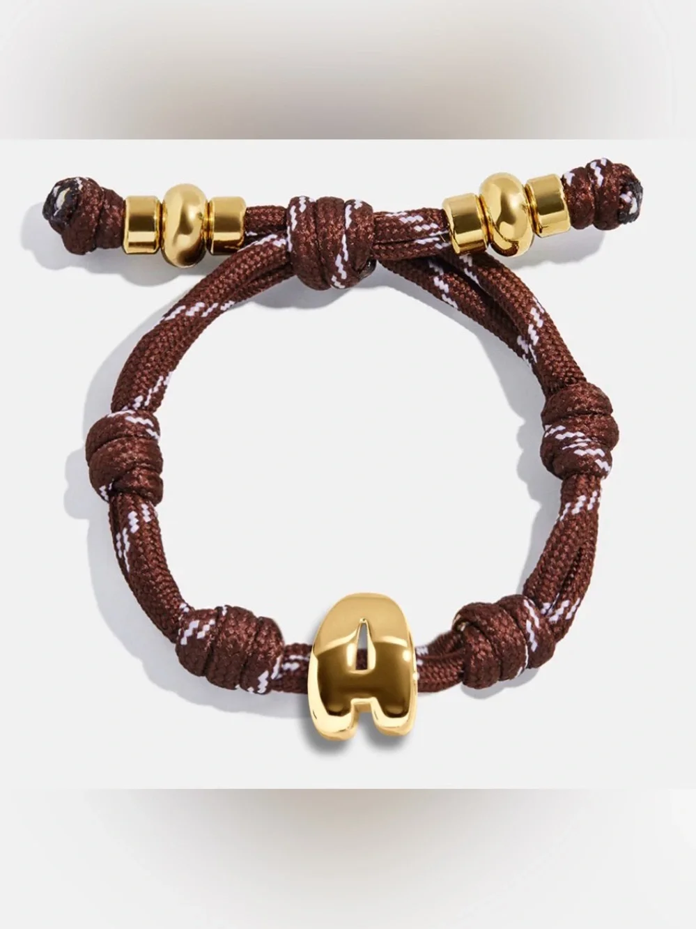 BaubleBar Knotty Initial Custom Bracelet - Brown Single Letter “A”
